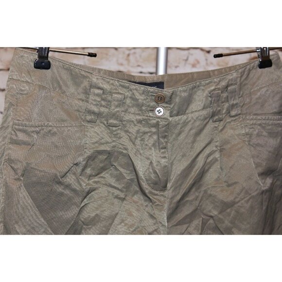 TALBOTS Women Cotton Olive Cuffed Cargo Pleated Utility Short 4 - Picture 4 of 5